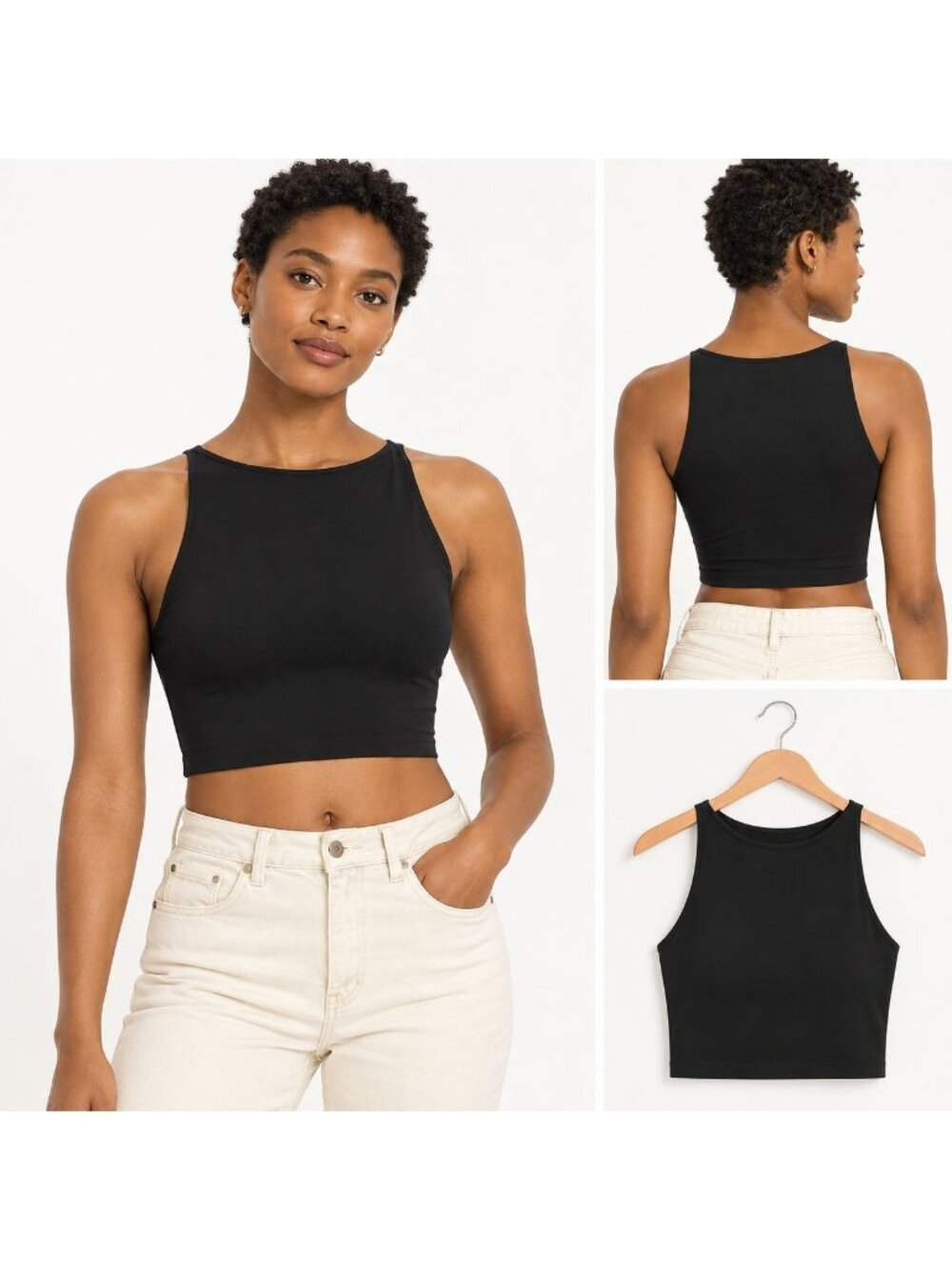 Free People Intimately Boatneck Brami Top Size XS/S Black Seamless Crop
